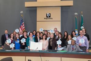 Afterwards, Kick-Off attendees marched to the King County City Council where the proclamation of Affordable Housing Week was presented and accepted.